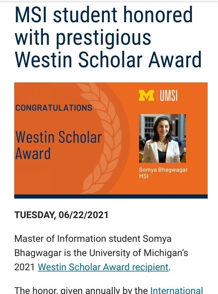 MSI student honored with prestigious Westin Scholar Award